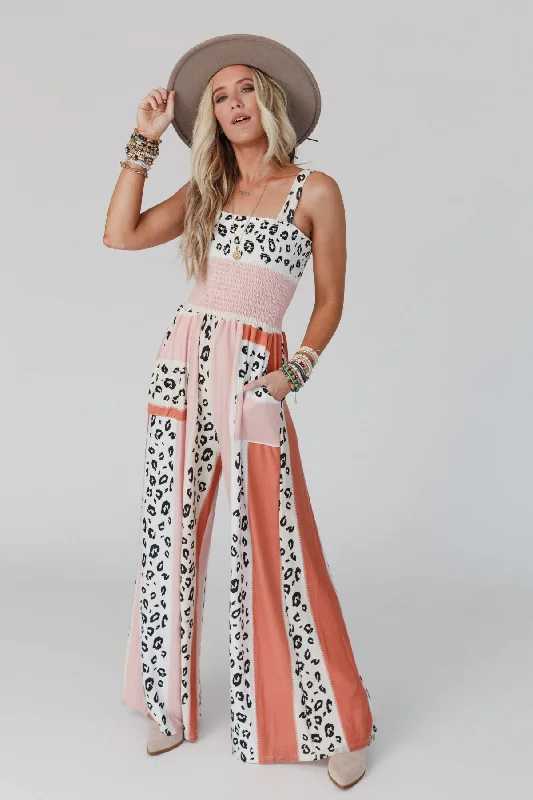 Serendipity Animal Print Jumpsuit - Coral