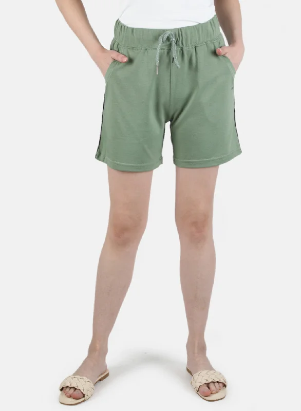 Women Olive Plain Short