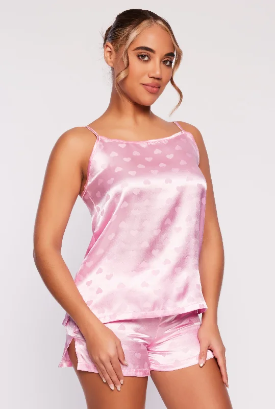 Satin Heart Pajama Cami with Shorts