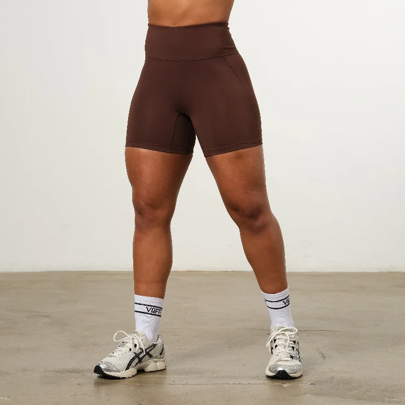 VANQUISH ENHANCE COFFEE BROWN HIGH-WAIST SHORTS