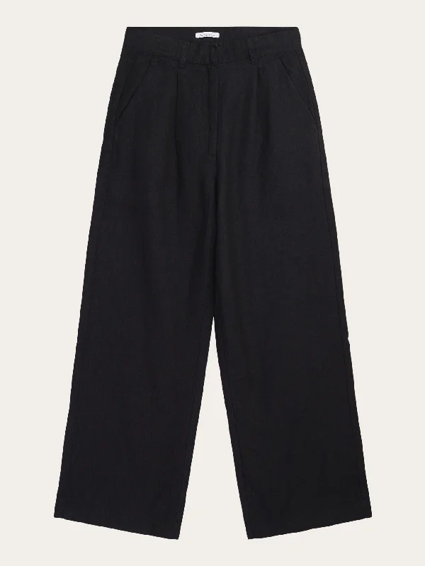 Loose natural linen pants - Black Jet