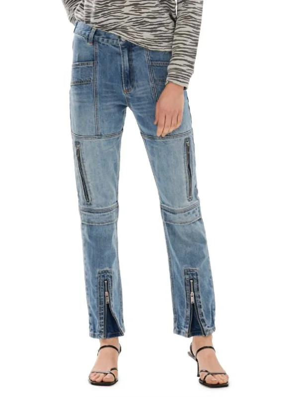 Piper Utility Denim Pants In Blue