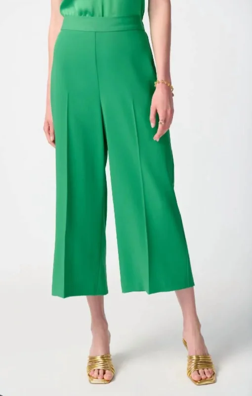 Pleated Wide Leg Pants In Island Green